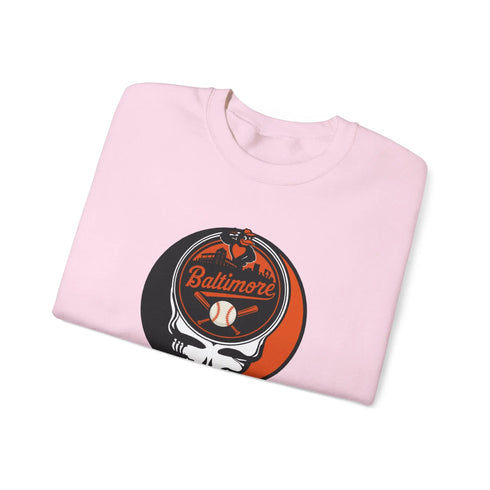 Grateful Dead - Baltimore Orioles Grateful Dead Stealie Crewneck Sweatshirt - MLB - StealieShop